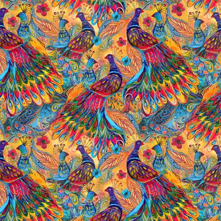 Peacock Feathers Cotton Fabric  Timeless Treasures – Colorado