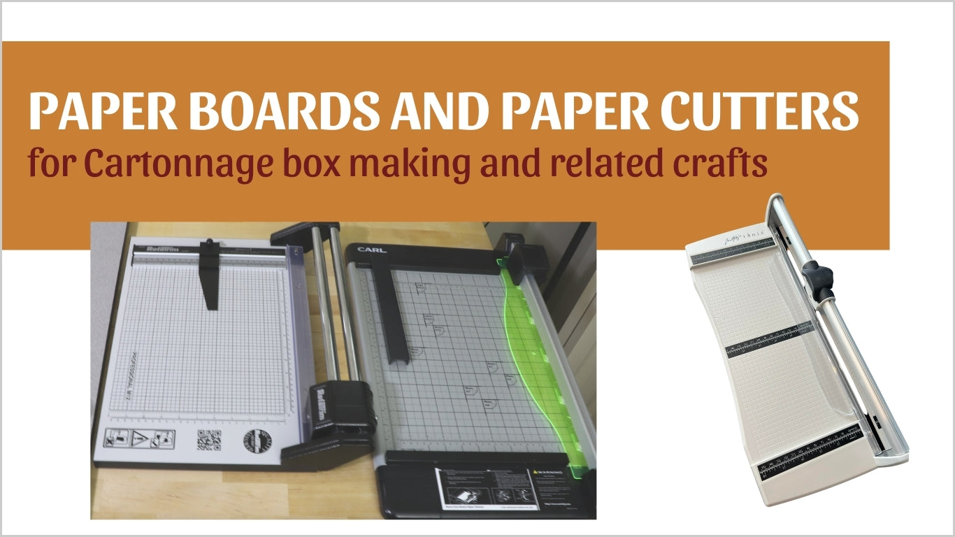 Paperboards and paper cutters for cartonnage box making and related crafts