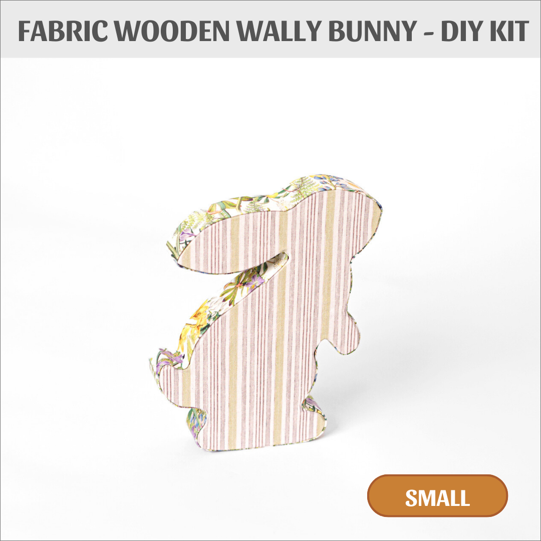 Fabric Wooden Wally Bunny - small, DIY kit W01a