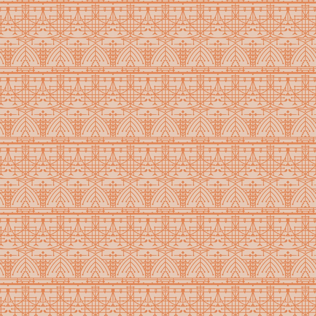 Fabric - The House Beautiful Design B - Ochre - Frank Lloyd Wright - Half Yard