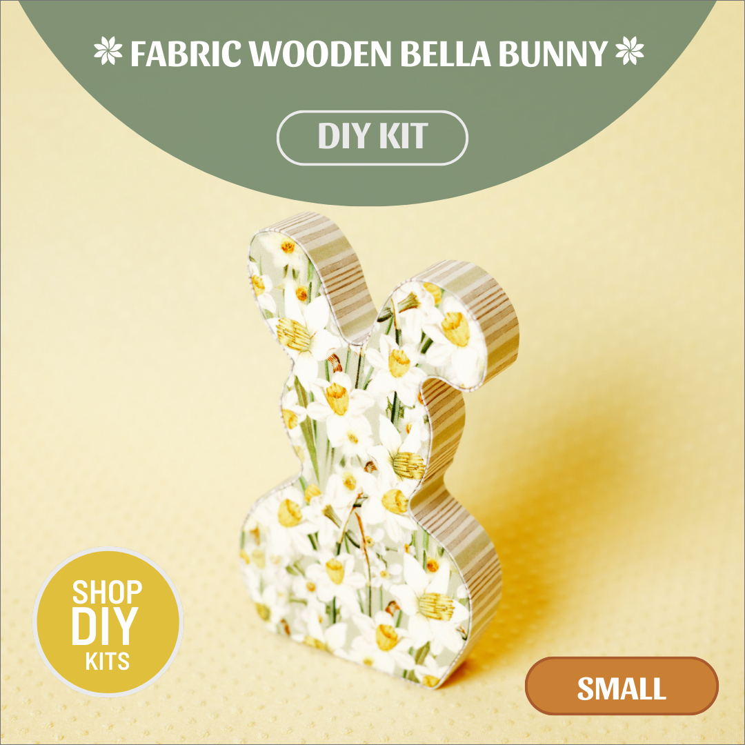 Fabric Wooden Bella Bunny - small, DIY kit W02a