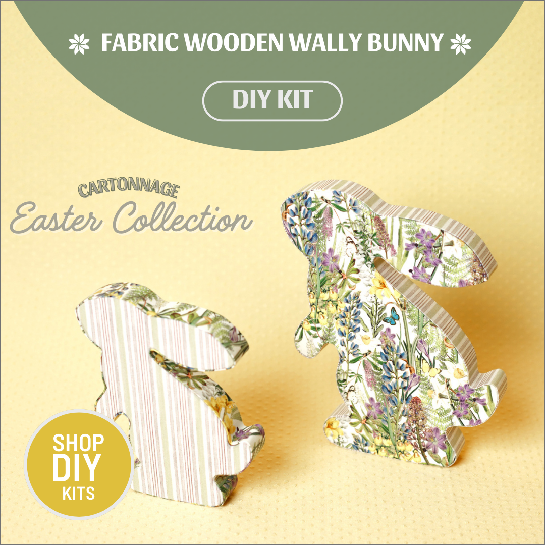 Fabric Wooden Wally Bunny - small, DIY kit W01a