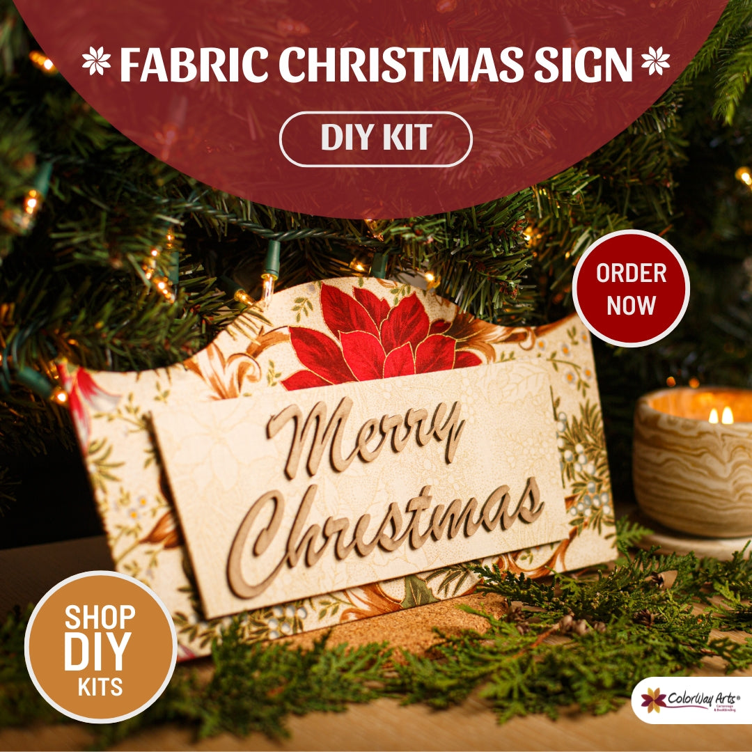 Fabric Christmas sign DIY kit, Christmas sign decor, cartonnage kit 142, online instructions included