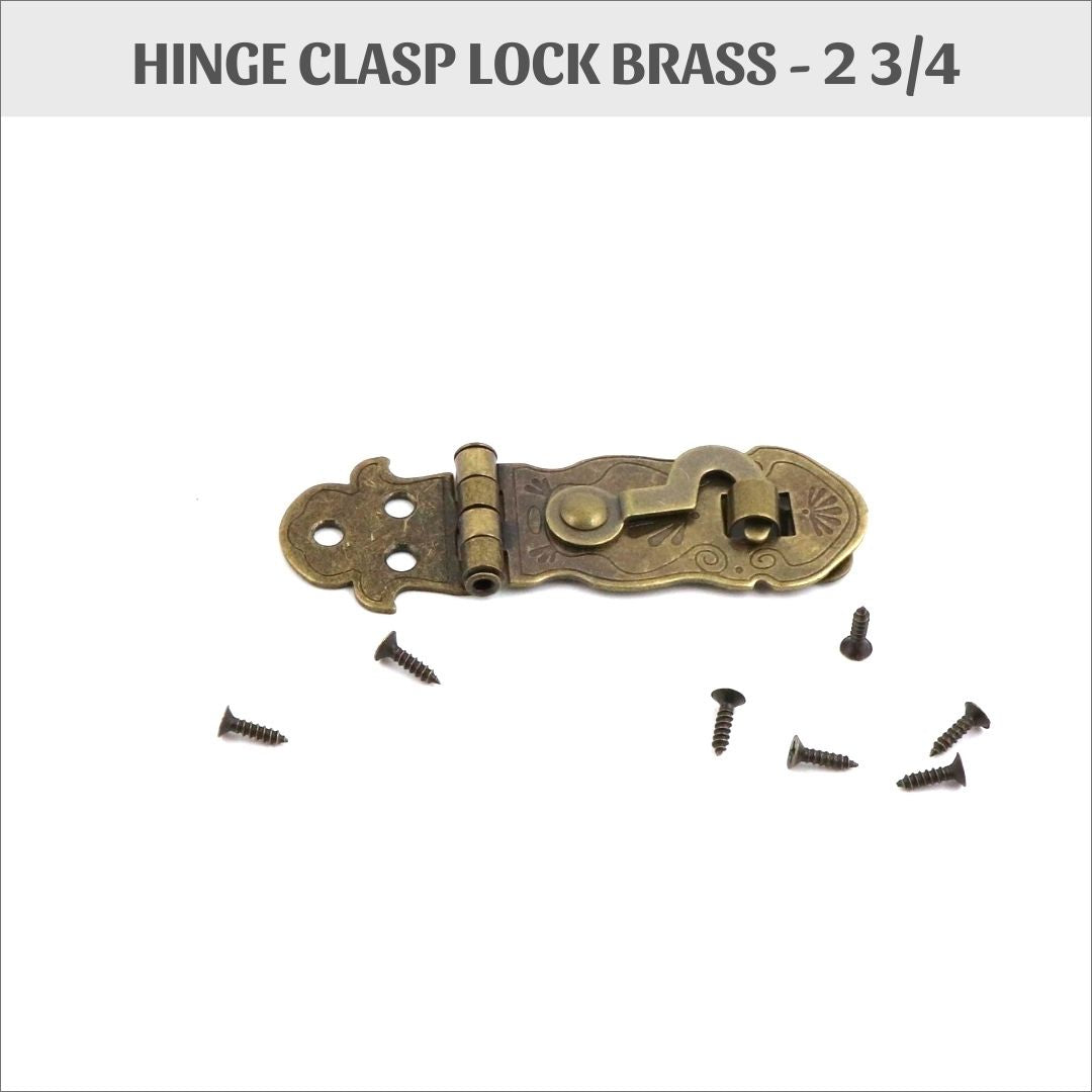 Hinge clasp lock brass, 2 3/4&quot; metal clasp for boxes, HD36