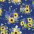 Fabric - Sunflower Bouquets Digital Tossed Bouquets - Dark Blue - Heatherlee Chan - Half Yard