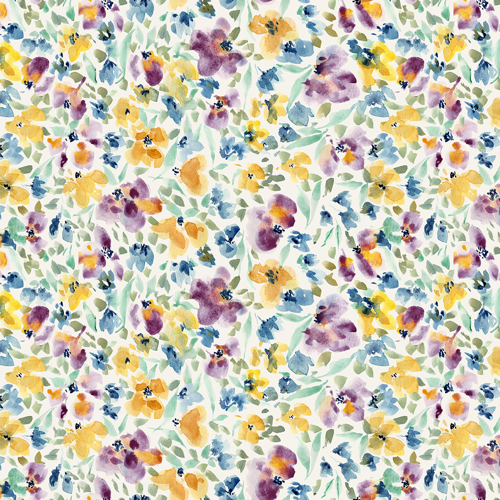 Fabric - Violetta Digital Packed Flowers - Cream - Beth Schneider - Half Yard