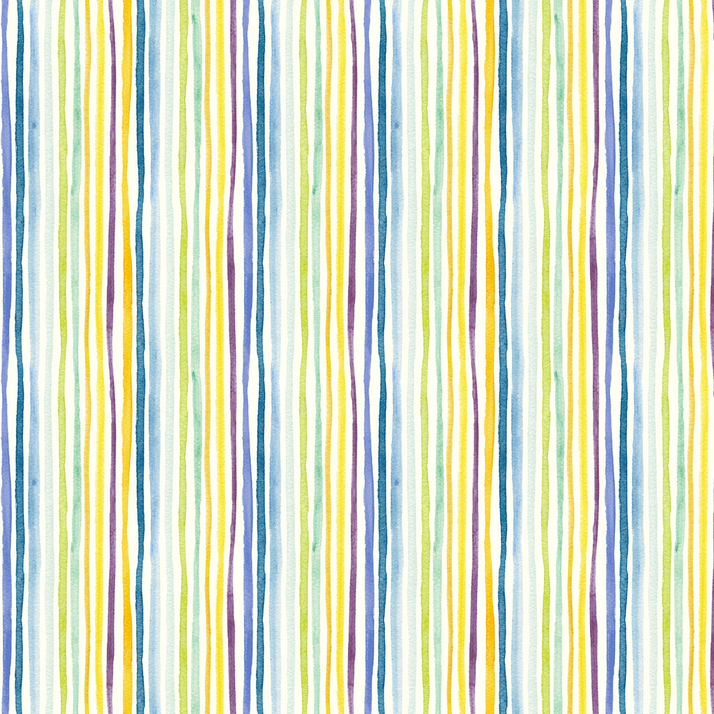 Fabric - Violetta Digital Watercolor Stripe - Multi Color - Beth Schneider - Half Yard