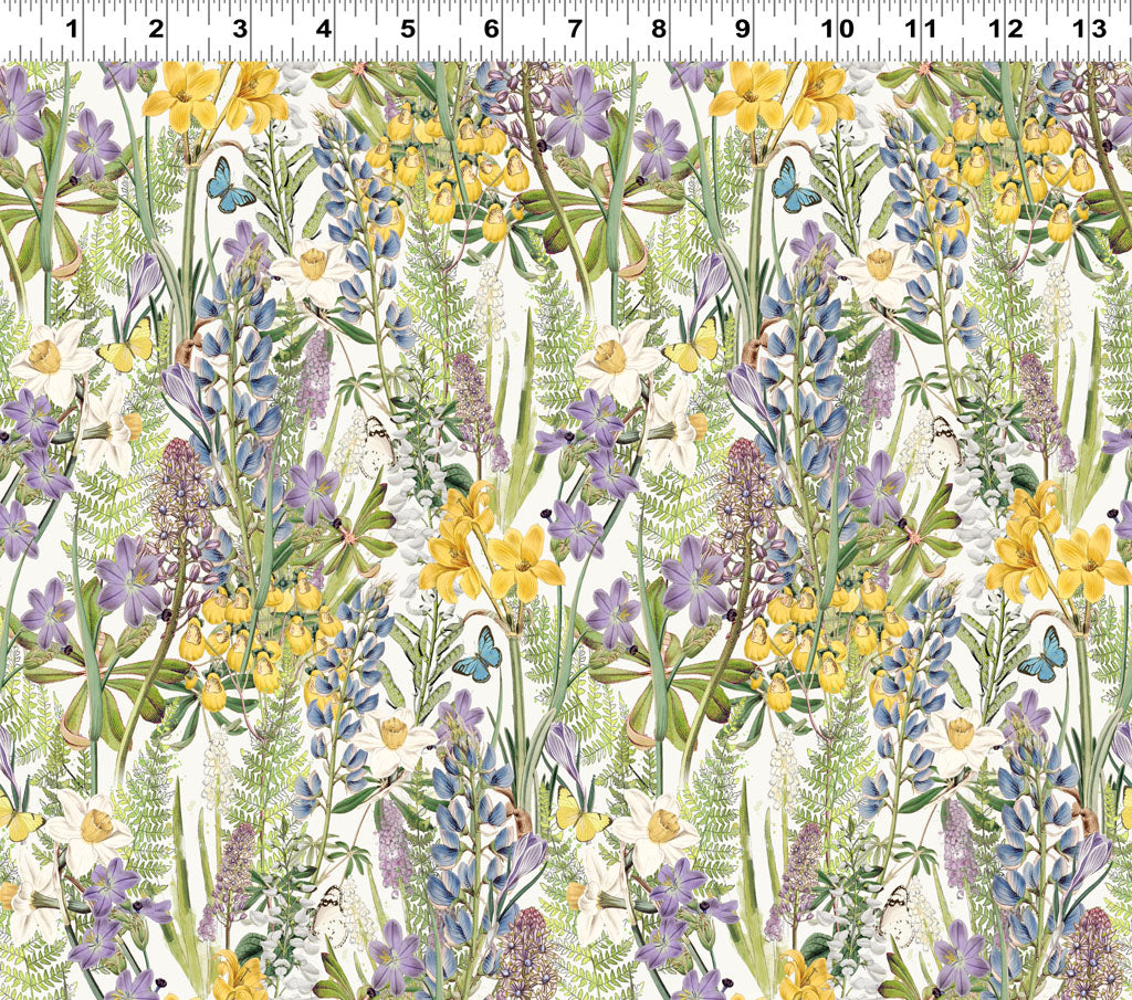 Fabric - Spring Garden Digital Mixed Flowers - Multi Color - Katie Pertiet - Half Yard