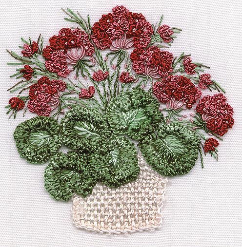 Geranium Basket CREAM Brazilian Embroidery Kit