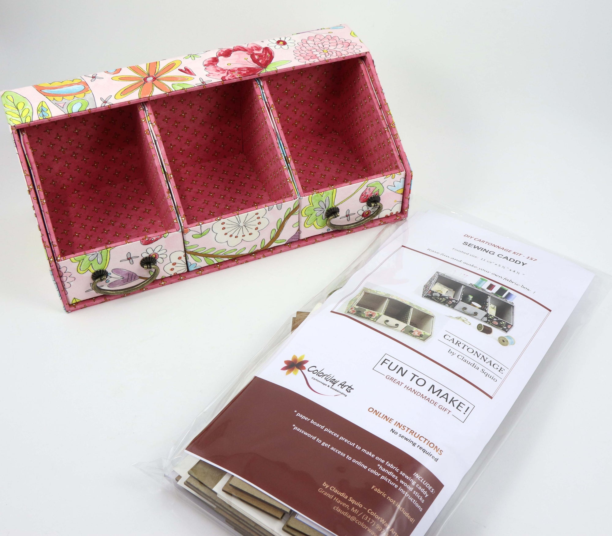 Fabric photo art caddy DIY kit, picture cube, photo caddy, cartonnage -  Colorway Arts