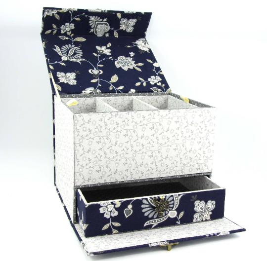 Fabric treasure chest with hidden drawer DIY kit, cartonnage kit 155 ...