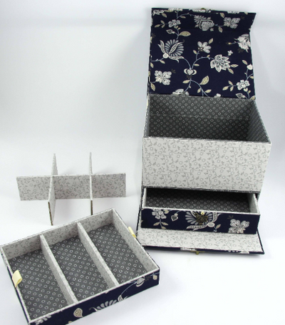 Fabric treasure chest with hidden drawer DIY kit, cartonnage kit 155 ...