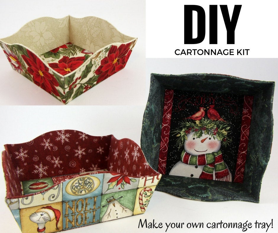 Fabric rectangular tissue box cover DIY kit, cartonnage kit 181